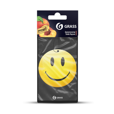 Картонный ароматизатор GRASS "Смайл" (персик) /ST-0398