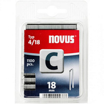 Скобы для степлера тип 4 (C) 18 мм, 1100 шт, с узкой спинкой (Novus) 042-0391