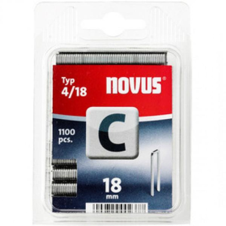 Скобы для степлера тип 4 (C) 18 мм, 1100 шт, с узкой спинкой (Novus) 042-0391