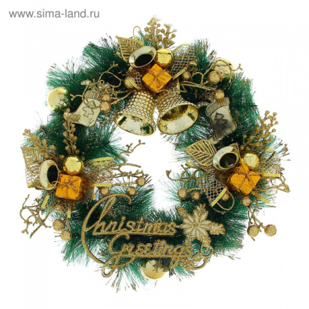 Венок рождественский "Золотые колокольчики с надписью" 1113591