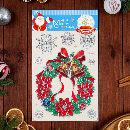 Наклейки на окна "Новогодние" ёлочные игрушки, 50 х 30 см/7006996