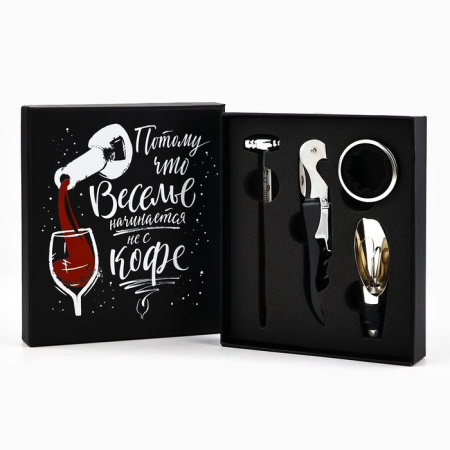 Подарочный набор для вина «Веселье»: 4 предмета 4386556