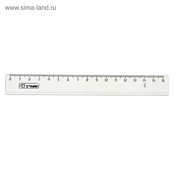 Линейка 16см прозрачная СТАММ