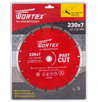 Алмазный круг 230х22 мм универс. сегмент. WORTEX (сухая резка) (AGD23007US2011)