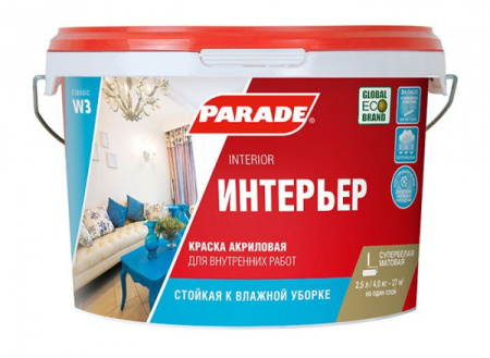 Краска акриловая PARADE W3 белая матовая 2,5л