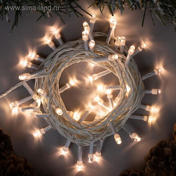 Гирлянда «Нить» 5 м, IP20, белая нить, 50 LED, свечение т/белое, 8 режимов, 220 В /3556773