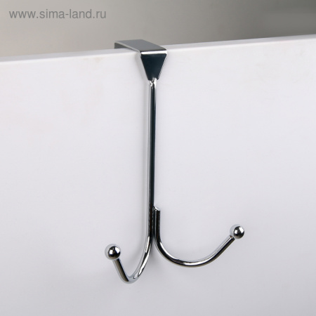 Вешалка на дверь «Лайт», 2 крючка, 16,5×5×9,5 см, цвет хром /3021054
