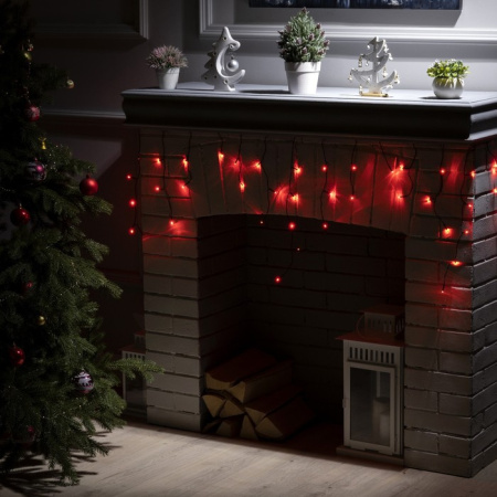 Гирлянда «Бахрома» 1.8 х 0.5 м, тёмная нить, свечение красное, 8 режимов, 220 В /3556843