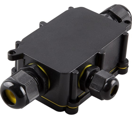 Распределительная коробка STEKKER LD523 водонепроницаемая на 3 выхода, 450V, 140x78x36, черный 49121