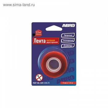 Лента клейкая ABRO двухсторонняя монтажная 6ммх1,51м ЕМТ-006 /2717288