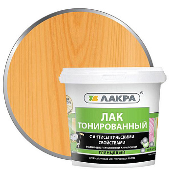 Лак воднодисперсионный тонированный Лакра Орегон 0,9кг Л-с.