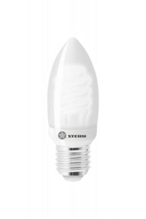 Лампа компактная люминесцентная свечка, 9W, 2700K, E27, 8000ч., Stern