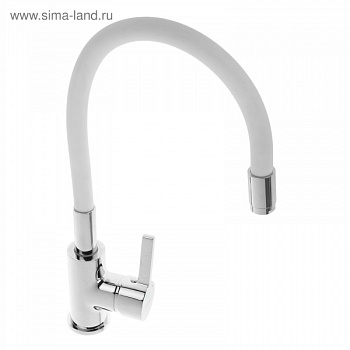 Смеситель для кухни с силик изл, (белый) латунь, Accoona A9890G