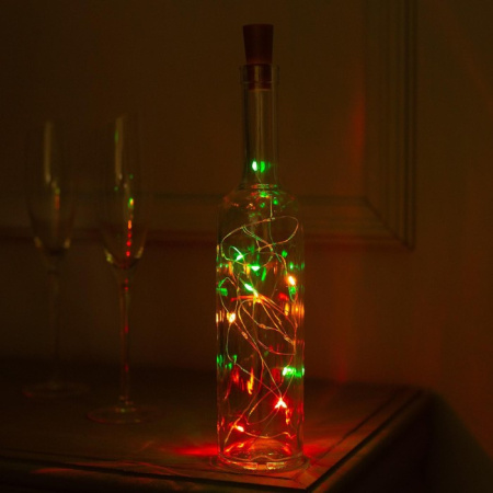 Гирлянда «Нить» 2 м, с пробкой, МУЛЬТИ (RGB) /5189858