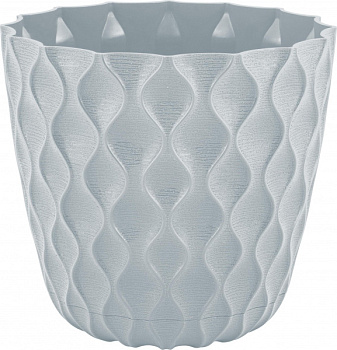 Горшок для цветов InGreen Wave с дренажной сеткой и съемным поддоном 2,5л, D175мм туман