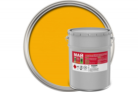 Грунт-эмаль МАЙ на ржавчину 3 в 1 желтая, ведро 23 кг 