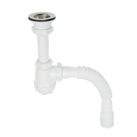 Сифон для умывальника малый 1 1/2" х 40 с выпуском с гибкой трубой 40х40/50 (аналог АНИ C0115