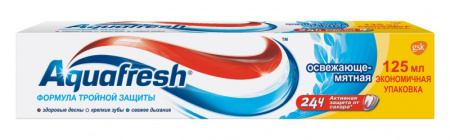Зубная паста АКВАФРЕШ 125 мл. Освежающая Мята (синяя)