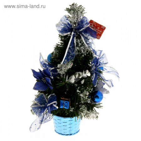 Елка 40см синяя пуансетия в снегу 819254