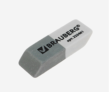 Ластик BRAUBERG Partner, серо-белый, в картонном дисплее 222461