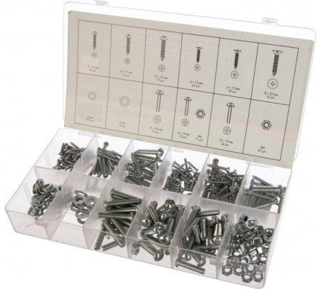 Набор саморезов, винтов, гаек, шайб СИБРТЕХ 347 предметов 47609