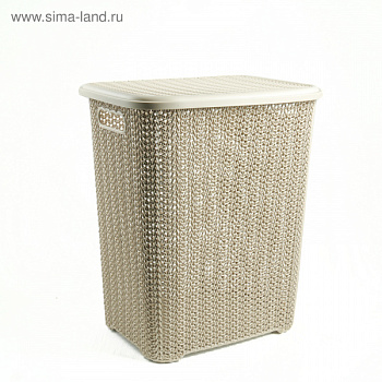 Корзина для белья с крышкой "Вязь" 60л. латте 3857067