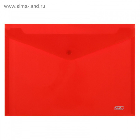 Папка-конверт с кнопкой, красная А4, 180мкм 