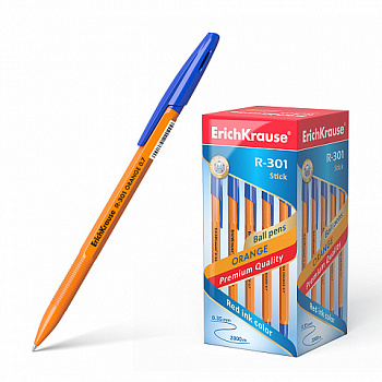 Ручка шариковая ErichKrause® R-301 Orange Stick 0.7, цвет синий /43194