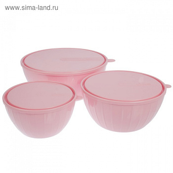Набор салатников с крышками 5+2,8+1,7 л "Bono" цвет микс 1882885