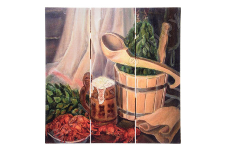 Картина с изображением на дереве "С лёгким паром" 300*300 мм, "Банные штучки/33382