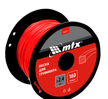 Леска для триммера квадрат 2,4 мм х 160 м, на катушке MTX /96877