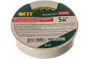 Лента клеящаяся двусторонняя 25ммх5м FIT 11787