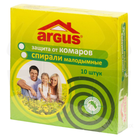 Спирали от комаров Аргус малодымные 10шт 69084
