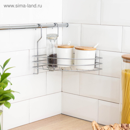 Полка на рейлинг угловая, 1 ярус, цвет хром /4302931