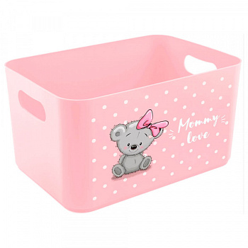 Корзина для детских игрушек Mommy love (Мамми лав) 2,4 л, нежно-розовый, BEROSSI