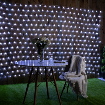 Гирлянда «Сеть» 2 × 3 м, IP44, УМС, прозрачная нить, 384 LED, свечение белое, 220 В /2361697