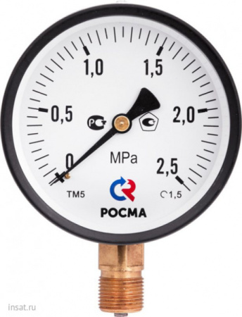 Манометр 0...6 bar (0,6МРа), ТМ-510Р.00(100мм, М20*1,5, кл. точ.1,5) (РОСМА)