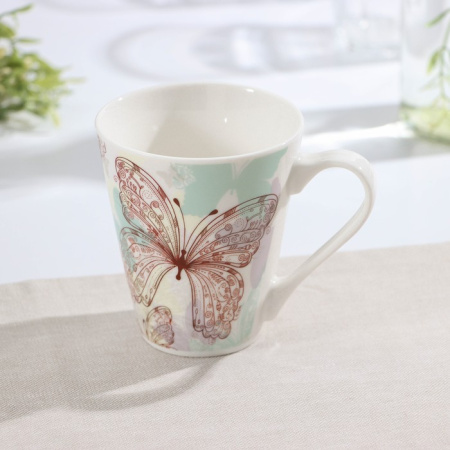 Кружка фарфоровая Доляна «Бабочка», 280 мл /1007573