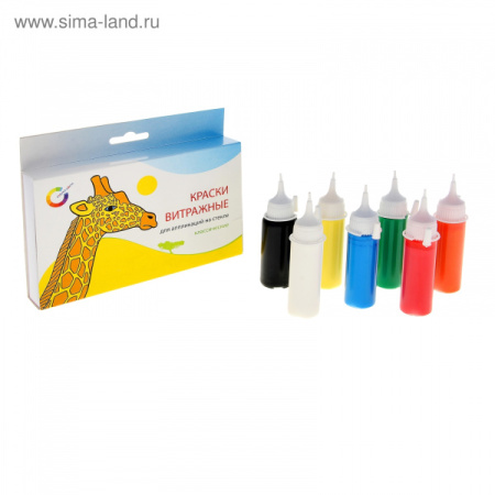 Краски витражные для аппликаций 7 цв. по 20мл 1061018