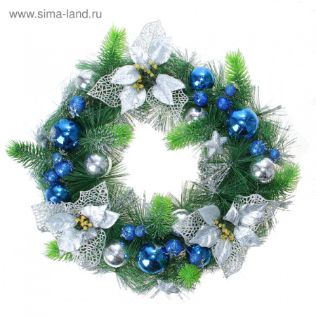 Венок D-35см синие шарики 826867
