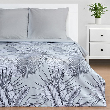 Постельное бельё Этель 2 сп Gray tropics 175х215 см, 200х220 см, 70х70 см - 2 шт /7674453
