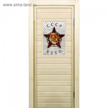 Дверь для бани со стеклом (40*60), "Звезда", 170×70см, коробка из осины /5014636