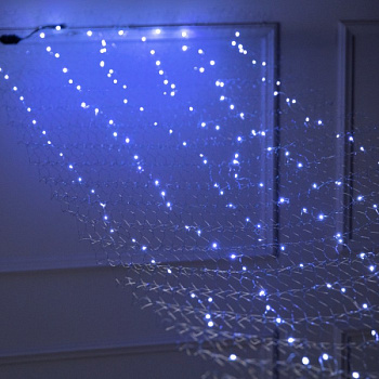 Гирлянда «Звёздное небо» 1×5 м роса, серебристая нить, 300 LED, свечение белое /10198377