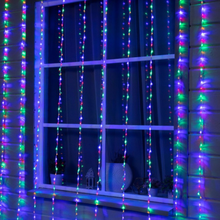 Гирлянда «Водопад» 2 × 3 м, прозрачная нить, свечение мульти, 8 режимов, 220 В /671676