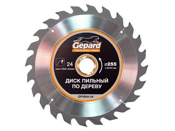 Диск пильный 255х32/30 мм 24 зуб. по дереву GEPARD (твердоспл. зуб) (GP0904-24)