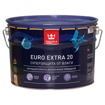 Краска для влажных помещений EURO EXTRA 20 база А полуматовая 9л.