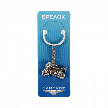 Брелок для ключей Cartage, мотоцикл, металл, темный хром/2533006
