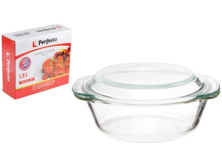 Кастрюля из жаропрочного стекла, 1.5 л, с крышкой, PERFECTO LINEA (11-150010)