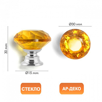 Ручка кнопка CAPPIO, цвет золото "Алмаз", стеклянная, d=30 мм/7096648