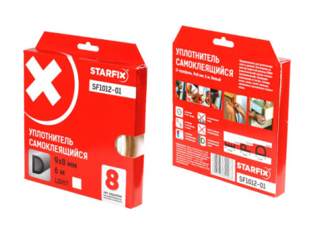 Уплотнитель "D" белый 9х8мм 6м STARFIX (SF1012-01)